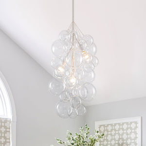 LightFixturesUSA - 3 - Light Cascade Cluster Clear Glass Bubble Chandelier - Chandelier - Black - 