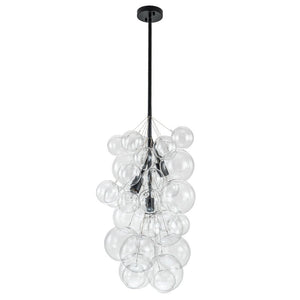 LightFixturesUSA-3-Light Cascade Cluster Clear Glass Bubble Chandelier-Chandelier-Black-