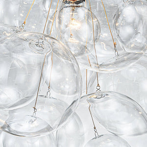 LightFixturesUSA-3-Light Cascade Cluster Clear Glass Bubble Chandelier-Chandelier-Black-