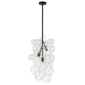 LightFixturesUSA-3-Light Cascade Cluster Clear Glass Bubble Chandelier-Chandelier-Black-