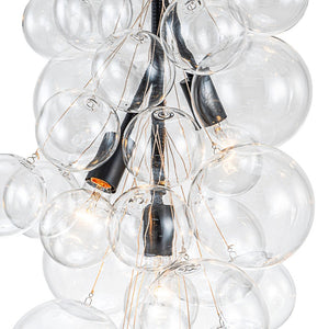LightFixturesUSA-3-Light Cascade Cluster Clear Glass Bubble Chandelier-Chandelier-Black-