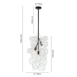 LightFixturesUSA-3-Light Cascade Cluster Clear Glass Bubble Chandelier-Chandelier-Black-