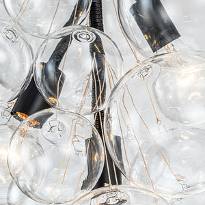 LightFixturesUSA-3-Light Cascade Cluster Clear Glass Bubble Chandelier-Chandelier-Black-