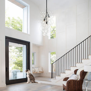 LightFixturesUSA-3-Light Cascade Cluster Clear Glass Bubble Chandelier-Chandelier-Black-