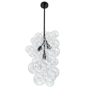 LightFixturesUSA-3-Light Cascade Cluster Clear Glass Bubble Chandelier-Chandelier-Black-