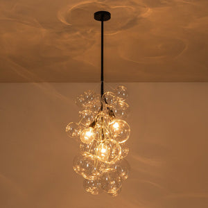 LightFixturesUSA-3-Light Cascade Cluster Clear Glass Bubble Chandelier-Chandelier-Black-
