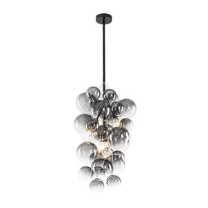 LightFixturesUSA-3-Light Cascade Cluster Clear Glass Bubble Chandelier-Chandelier-Green Glass+ White Finish-