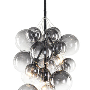 LightFixturesUSA-3-Light Cascade Cluster Clear Glass Bubble Chandelier-Chandelier-Green Glass+ White Finish-