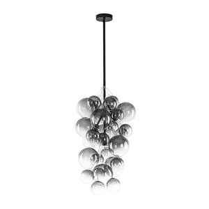 LightFixturesUSA-3-Light Cascade Cluster Clear Glass Bubble Chandelier-Chandelier-Green Glass+ White Finish-