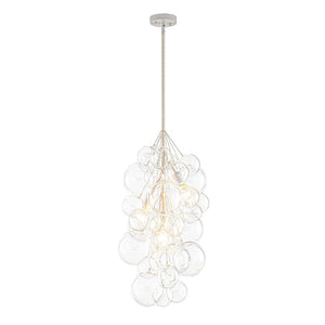 LightFixturesUSA - 3 - Light Cascade Cluster Clear Glass Bubble Chandelier - Chandelier - White - 