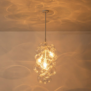 LightFixturesUSA - 3 - Light Cascade Cluster Clear Glass Bubble Chandelier - Chandelier - White - 