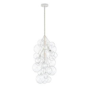 LightFixturesUSA - 3 - Light Cascade Cluster Clear Glass Bubble Chandelier - Chandelier - White - 