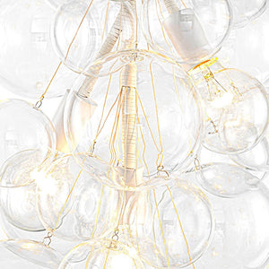 LightFixturesUSA - 3 - Light Cascade Cluster Clear Glass Bubble Chandelier - Chandelier - White - 