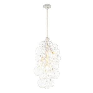 LightFixturesUSA - 3 - Light Cascade Cluster Clear Glass Bubble Chandelier - Chandelier - White - 