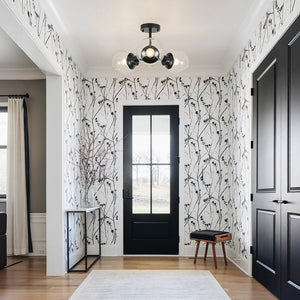 LightFixturesUSA - 3 - Light Clear Glass Globe Sputnik Semi Flush Mount - Ceiling Light - Black - 