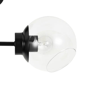 LightFixturesUSA - 3 - Light Clear Glass Globe Sputnik Semi Flush Mount - Ceiling Light - Black - 