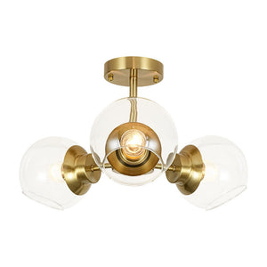 LightFixturesUSA - 3 - Light Clear Glass Globe Sputnik Semi Flush Mount - Ceiling Light - Black - 