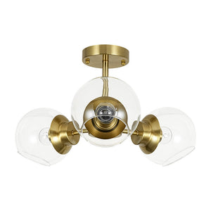 LightFixturesUSA - 3 - Light Clear Glass Globe Sputnik Semi Flush Mount - Ceiling Light - Black - 