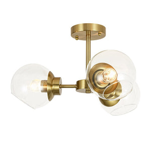 LightFixturesUSA - 3 - Light Clear Glass Globe Sputnik Semi Flush Mount - Ceiling Light - Black - 