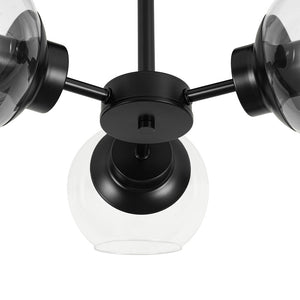 LightFixturesUSA - 3 - Light Clear Glass Globe Sputnik Semi Flush Mount - Ceiling Light - Black - 