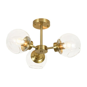 LightFixturesUSA - 3 - Light Clear Glass Globe Sputnik Semi Flush Mount - Ceiling Light - Black - 