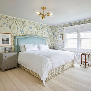 LightFixturesUSA - 3 - Light Clear Glass Globe Sputnik Semi Flush Mount - Ceiling Light - Brass - 