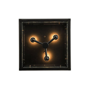 LightFixturesUSA - 3 - Light Clear Seeded Glass Black Square Cage Ceiling Light - Ceiling Light - Black - 