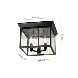 LightFixturesUSA - 3 - Light Clear Seeded Glass Black Square Cage Ceiling Light - Ceiling Light - Black - 