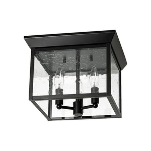 LightFixturesUSA - 3 - Light Clear Seeded Glass Black Square Cage Ceiling Light - Ceiling Light - Black - 
