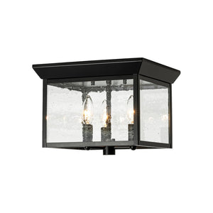 LightFixturesUSA - 3 - Light Clear Seeded Glass Black Square Cage Ceiling Light - Ceiling Light - Black - 