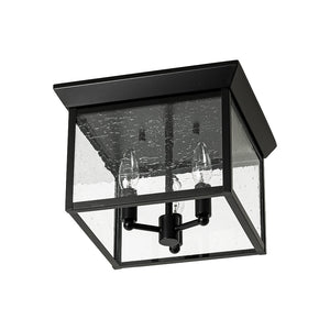 LightFixturesUSA - 3 - Light Clear Seeded Glass Black Square Cage Ceiling Light - Ceiling Light - Black - 