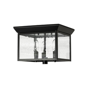 LightFixturesUSA - 3 - Light Clear Seeded Glass Black Square Cage Ceiling Light - Ceiling Light - Black - 