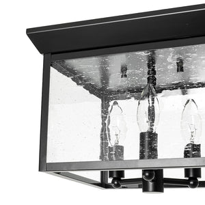 LightFixturesUSA - 3 - Light Clear Seeded Glass Black Square Cage Ceiling Light - Ceiling Light - Black - 