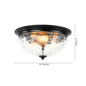 LightFixturesUSA - 3 - light Clear Water Glass Flush Mount Ceiling Light - Ceiling Light - Black - 