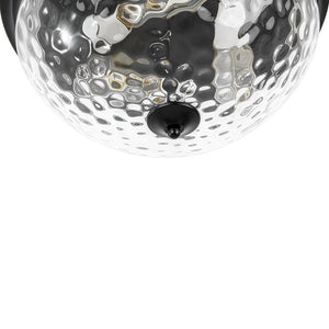 LightFixturesUSA - 3 - light Clear Water Glass Flush Mount Ceiling Light - Ceiling Light - Black - 