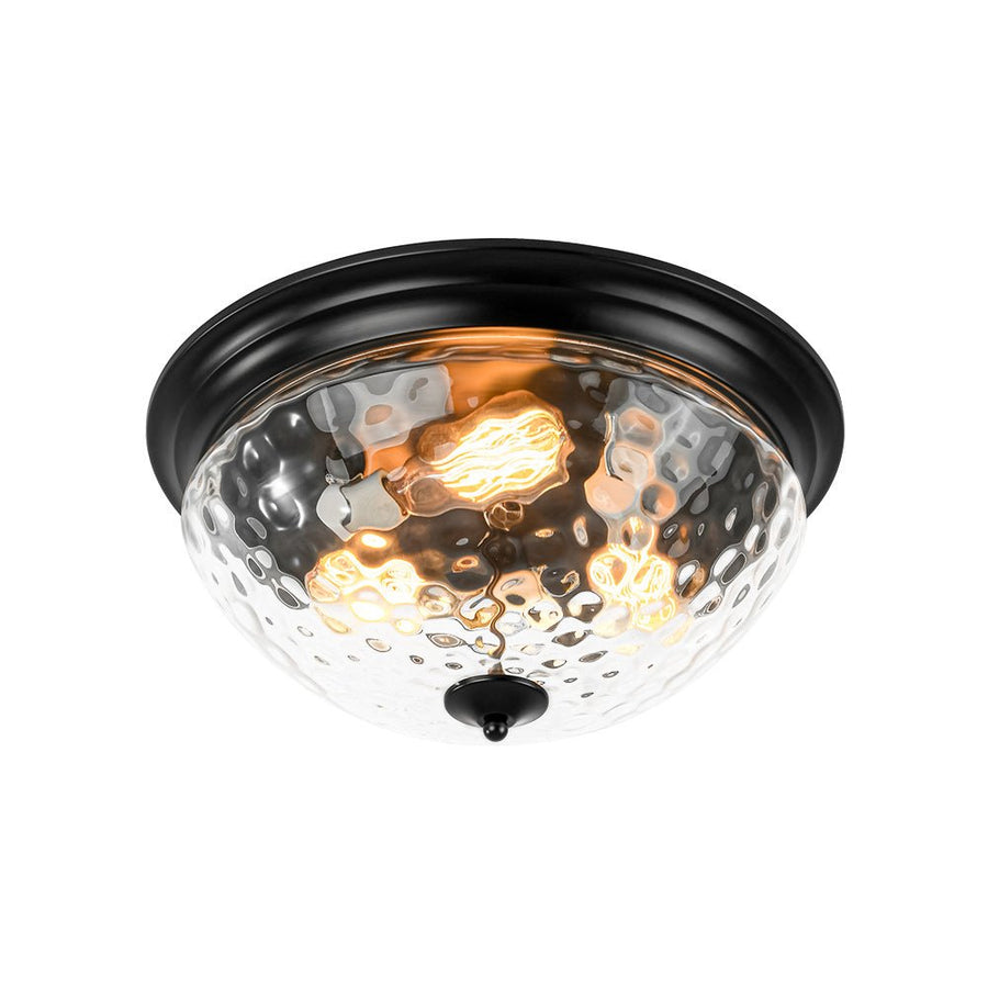 LightFixturesUSA - 3 - light Clear Water Glass Flush Mount Ceiling Light - Ceiling Light - Black - 