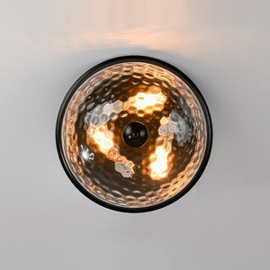 LightFixturesUSA - 3 - light Clear Water Glass Flush Mount Ceiling Light - Ceiling Light - Black - 