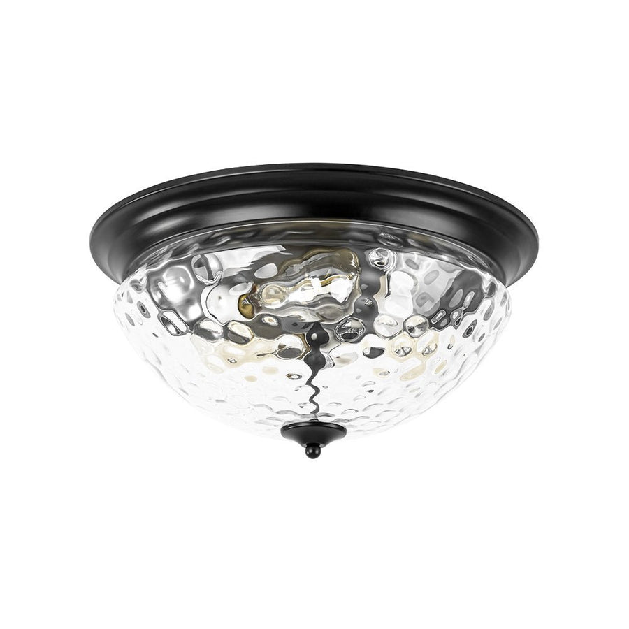 LightFixturesUSA - 3 - light Clear Water Glass Flush Mount Ceiling Light - Ceiling Light - Black - 