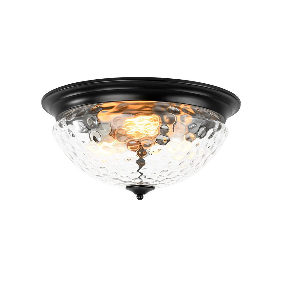 LightFixturesUSA - 3 - light Clear Water Glass Flush Mount Ceiling Light - Ceiling Light - Black - 