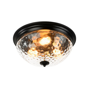 LightFixturesUSA - 3 - light Clear Water Glass Flush Mount Ceiling Light - Ceiling Light - Black - 