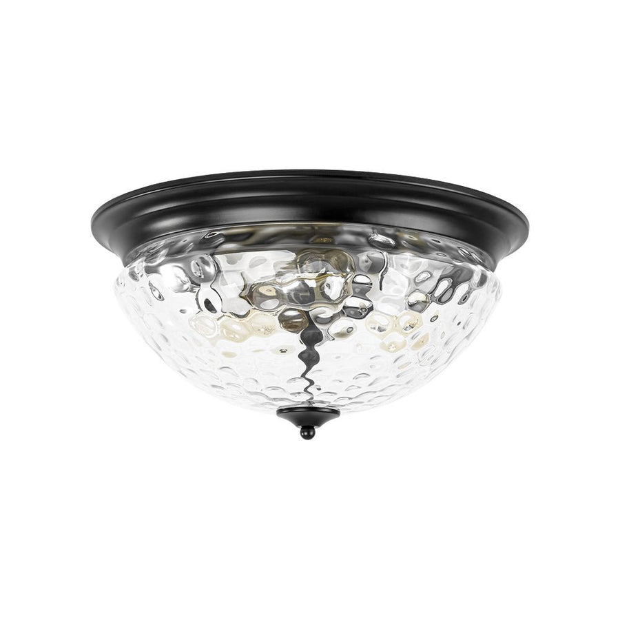 LightFixturesUSA - 3 - light Clear Water Glass Flush Mount Ceiling Light - Ceiling Light - Black - 