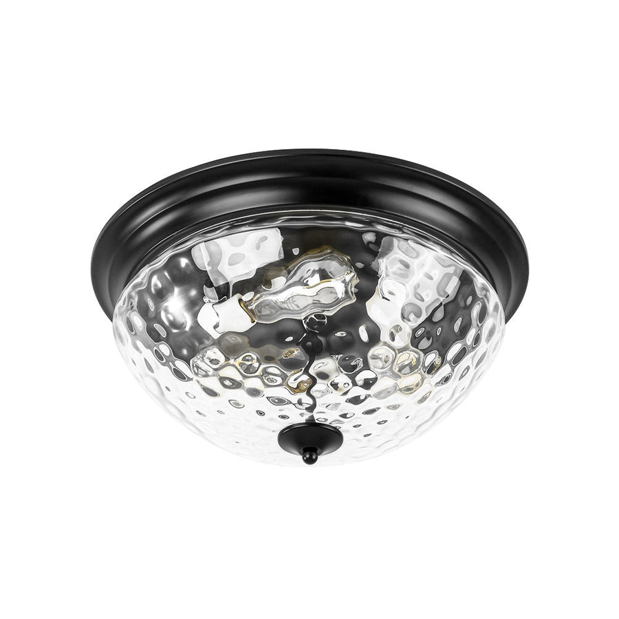 LightFixturesUSA - 3 - light Clear Water Glass Flush Mount Ceiling Light - Ceiling Light - Black - 