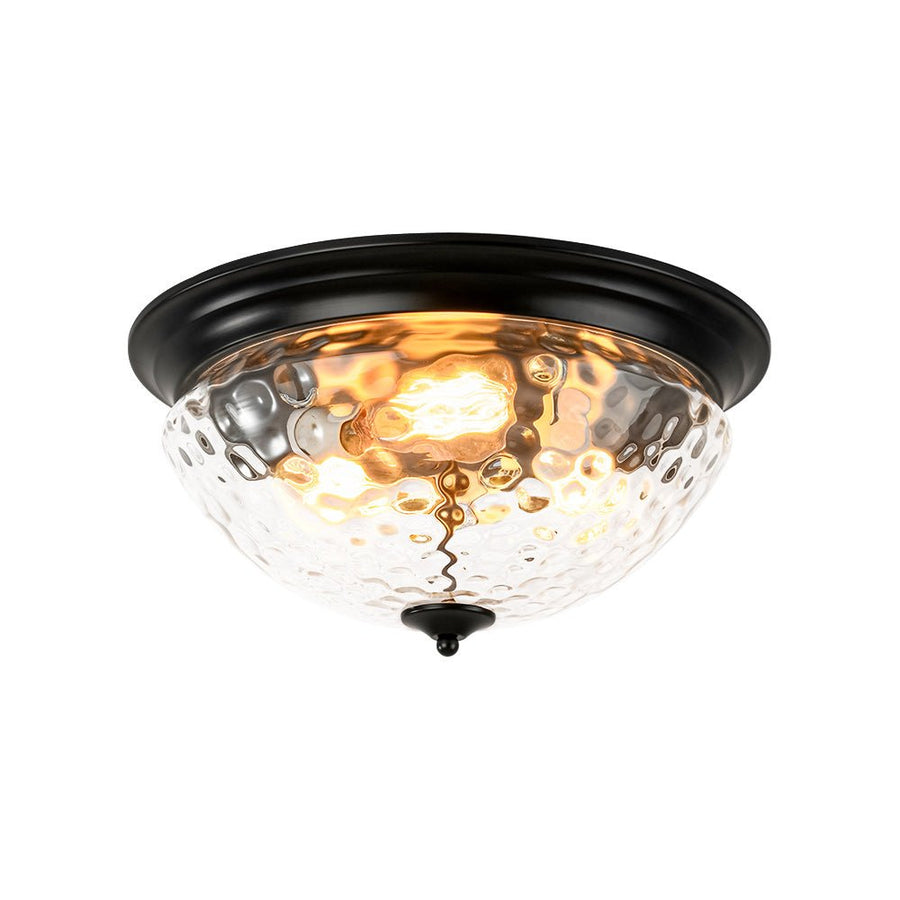 LightFixturesUSA - 3 - light Clear Water Glass Flush Mount Ceiling Light - Ceiling Light - Black - 