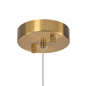 LightFixturesUSA - 3 - Light Cluster Gold Ruby Glass Globe Dimmable LED Pendant - Chandelier - Clear Glass - 