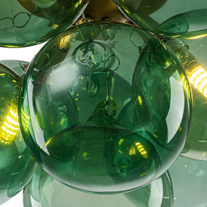 LightFixturesUSA - 3 - Light Cluster Green Tinted Glass Globe Bubble Semi Flush - Ceiling Light - Green Bubble - 