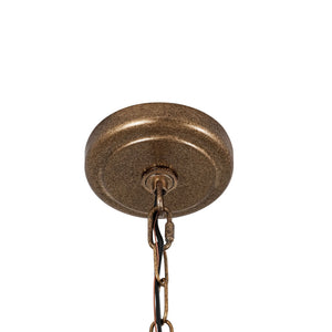 LightFixturesUSA-3-Light Distressed Bronze White Fabric Drum Lantern Pendant-Chandelier-19.7 in-