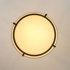 LightFixturesUSA-3-Light Distressed Bronze White Fabric Drum Lantern Pendant-Chandelier-19.7 in-