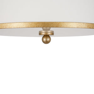 LightFixturesUSA-3-Light Distressed Gold Linen Drum Cage Semi Flush Mount-Ceiling Light-14 in-