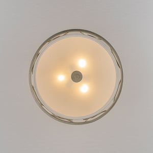 LightFixturesUSA-3-Light Distressed Layered Fabric Drum Cage Semi Flush Mount-Ceiling Light-16 in-