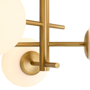 LightFixturesUSA - 3 - Light Frosted Glass Globe Tiered Sputnik Semi Flush Mount - Ceiling Light - Brass - 